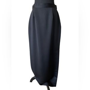 Long silk satin skirt with a side slit